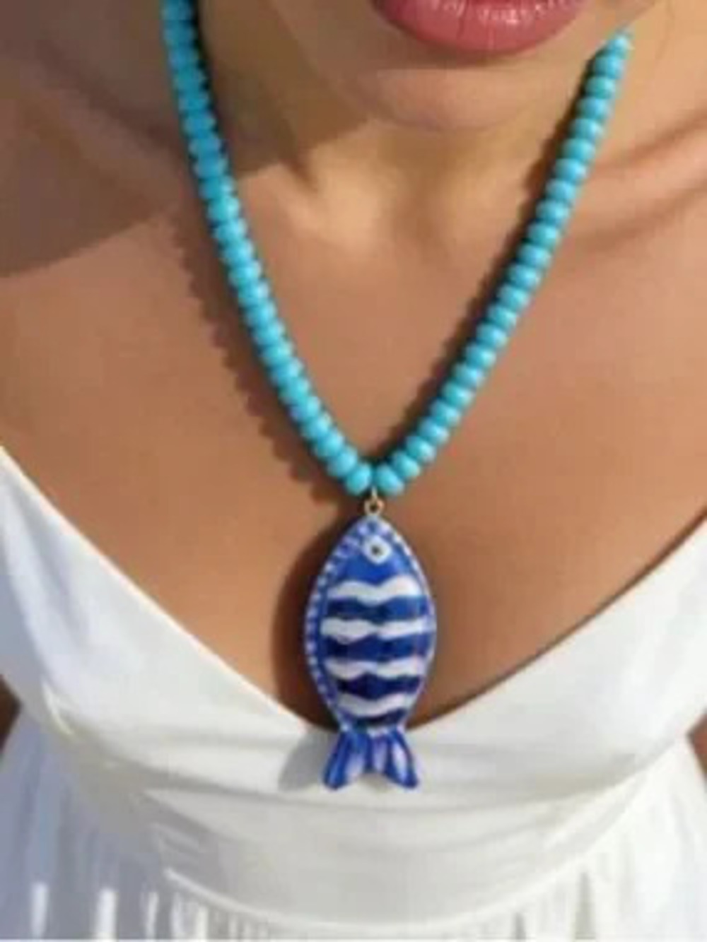 Coastal Blue Beaded Necklace (7558)